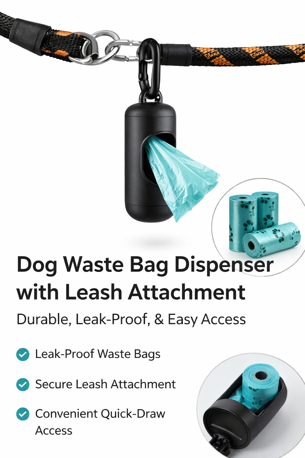 Premium Dog Waste Bag Dispenser with Leash Attachment – Durable, Leak-Proof & Easy Access